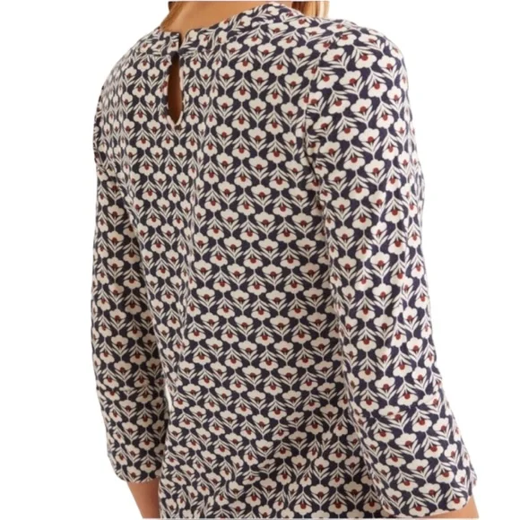 Boden Althea Petal Head Geometric Floral Keyhole 3/4 Sleeve Tee - 8 - Picture 2 of 13